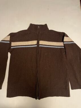 k-one sportswear sweater full zip wool blend mens medium